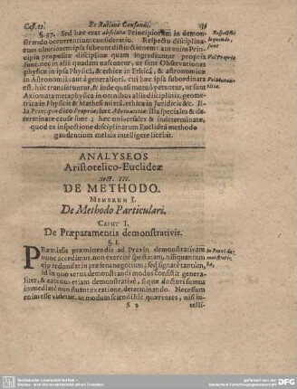 Analyseos Aristotelico-Euclideae. : De Methodo Particulari.