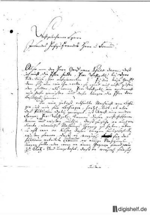 1: Brief von August Ferdinand Graf Veltheim an Johann Wilhelm Ludwig Gleim