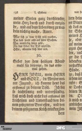 Gebet vor dem heiligen Abendmahl für diejenige, die das erstemal gehen.