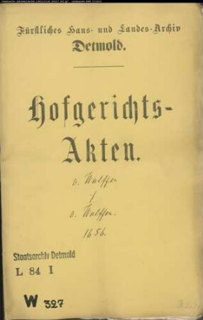 von Wulffen, Stats Balthasar zu Obernfelde gegen Katharine von Wulffen, geb. von Kerssenbrock - Schuldforderung