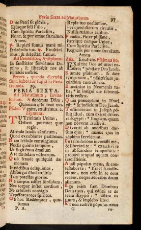 97-109, Feria sexta ad Matutinum.