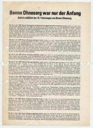 Aufruf zum 10. Todestag von Benno Ohnesorg