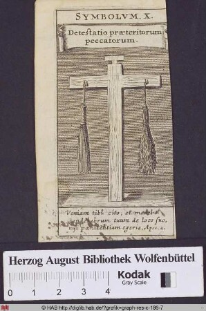 Kreuz mit Rute und Geißel.