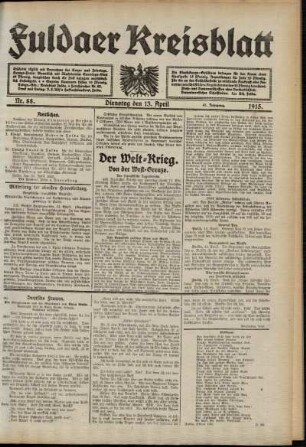 Ausgabe vom Dienstag, den 13. April 1915.