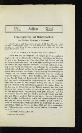 Religionsunterricht und Naturwissenschaft : [Fortsetzung]