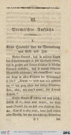 III. Vermischte Aufsätze