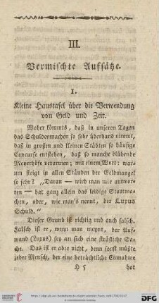 III. Vermischte Aufsätze