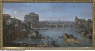 Romvedute mit den Resten des Pons Trionfalis, dem Castel Sant'Angelo und dem Ponte Sant'Angelo von Westen