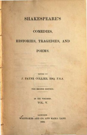 Shakespeare's Comedies, Histories, Tragedies and Poems. 5