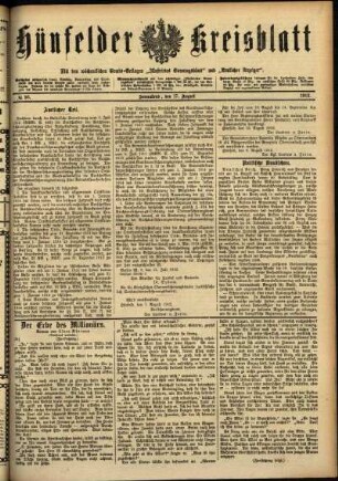 Ausgabe vom Samstag, den 17. August 1912.