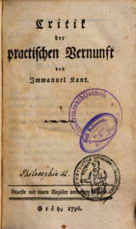 Critik der practischen Vernunft