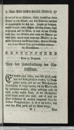 Das 9. Kapitel. Von der Unterbindung der Nabelschnur
