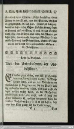 Das 9. Kapitel. Von der Unterbindung der Nabelschnur