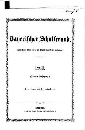 Bayerischer Schulfreund. 10. 1869