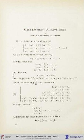 Über räumliche Affinzykloiden