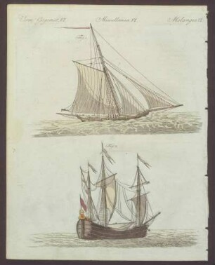 Abbildung zweier Segelschiffe