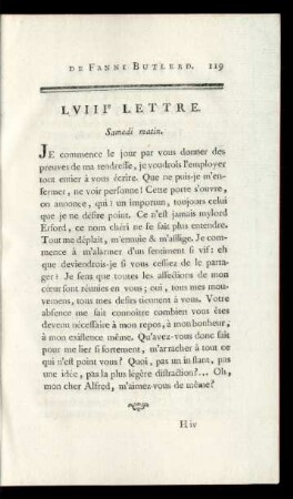 LVIIIe Lettre. Samedi matin.