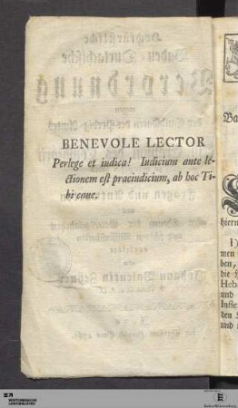 Benevole Lector...