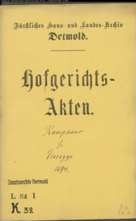 Kamphans, Witwe zu Ehrentrup gegen Henrich Vieregge zu Stadenhausen - Streitiger Zehnt