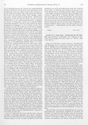 818-819 [Rezension] Nowell, Robert, Hans Küng - Leidenschaft für die Wahrheit