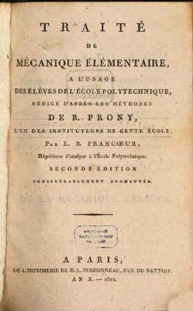 Traité de mécanique élémentaire