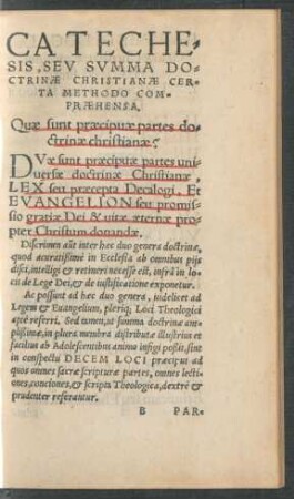 Catechesis, Seu Summa Doctrinae Christianae Certa Methodo Compraehensa.
