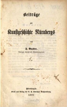 Beiträge zur Kunstgeschichte Nürnbergs, [1]