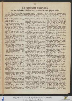 Alphabetisches Verzeichnis der vorzüglichen Messen und Jahrmärkte des Jahres 1872.