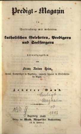 Predigt-Magazin, 10. 1843