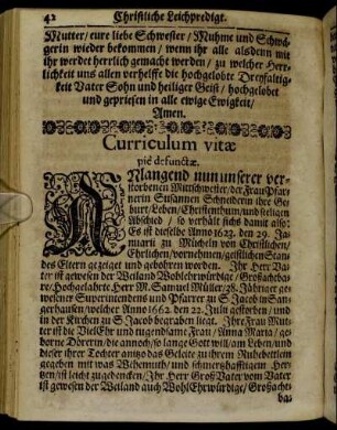 Curriculum vitæ pie defunctæ.