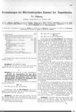 79. Sitzung, Stuttgart, 16.11.1899
