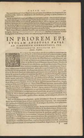 In Priorem Epistolam Apostoli Pauli Ad Timotheum Commentarii ... Praefatio.