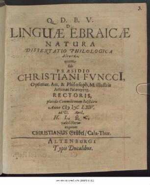 De Linguae Ebraicae Natura Dissertatio Philologica Altera