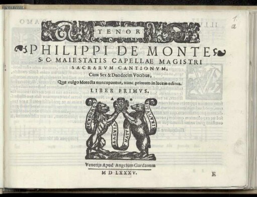 Philippe de Monte: Sacrarum cantionum cum sex et duodecim vocibus ... Liber primus. Tenor
