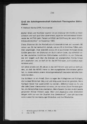 Gruß der Arbeitsgemeinschaft Katholisch-Theologischer Bibliotheken