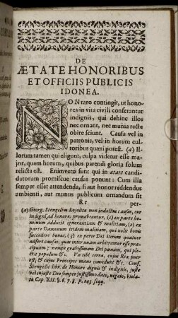 De Ætate Honoribus Et Officiis Publicis Idonea.