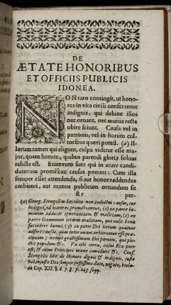 De Ætate Honoribus Et Officiis Publicis Idonea.