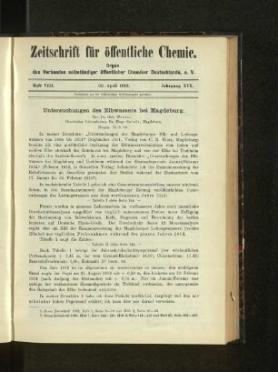 Heft VIII. 30. April 1913. Jahrgang XIX.