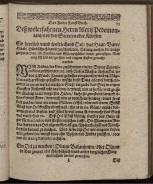 Das Ander KunstBuch. Deß wolerfahrnen Herrn Alexij Pedemontani/ von den Secreten oder Künsten