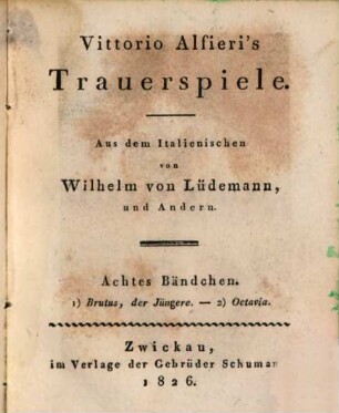 Vittorio Alfieri's Trauerspiele, 8