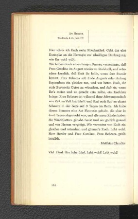 An Herder Wandsbeck, den 21. Juni 1779