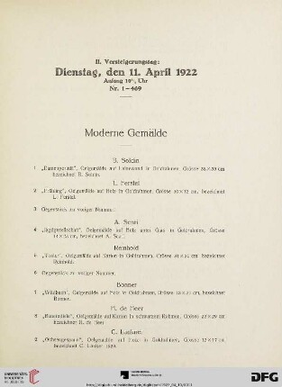 II. Versteigerungstag (Nr. 1-469)