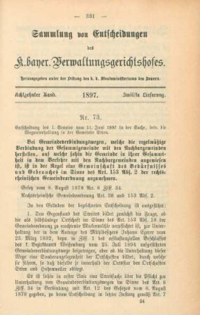 Achtzehnter Band. 1897. Zwölfte Lieferung. - Nr. 73. - Nr. 80.
