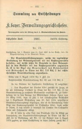 Achtzehnter Band. 1897. Zwölfte Lieferung. - Nr. 73. - Nr. 80.