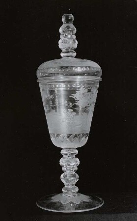 Deckelpokal mit Treibjagd