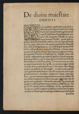 De divina maiestate Christi.