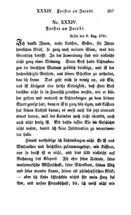 No. XXXIV. Forster an Jacobi