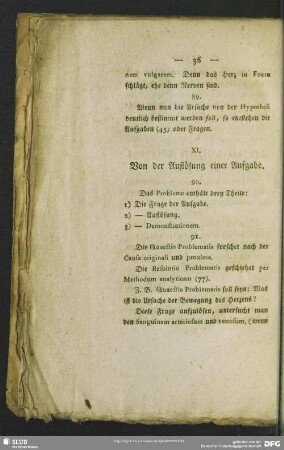XI. Von der Auflösung einer Aufgabe