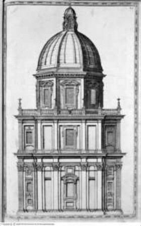 Della trasportatione dell'obelisco Vaticano et delle fabriche di Nostro Signore Papa Sisto V. / fatte dal Cavallier Domenico Fontana. Libro Primo, Folio 42: Cappella Sistina in Santa Maria Maggiore, Außenansicht