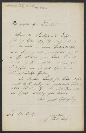 Brief an Friedrich Wilhelm Jähns : 19.02.1869